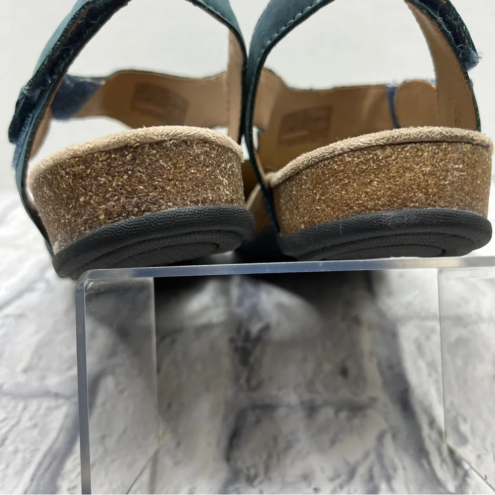 EARTH ORIGINS Birdine Sandal Moroccan Teal Blue 9.5W Comfort Leather Cutout Shoe